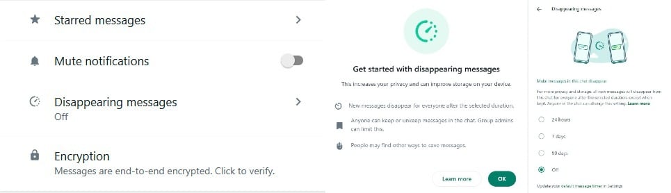 disappearing messages in whatsapp