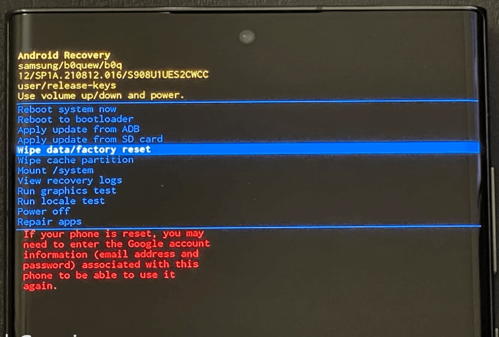 factory reset your Android phone with buttons
