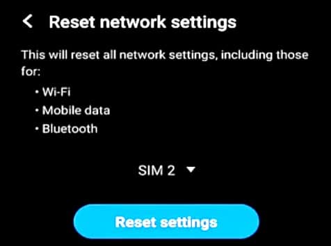 reset network settings