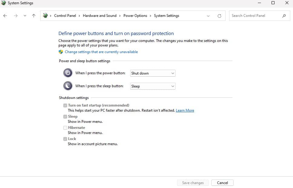 disable fast startup windows 11
