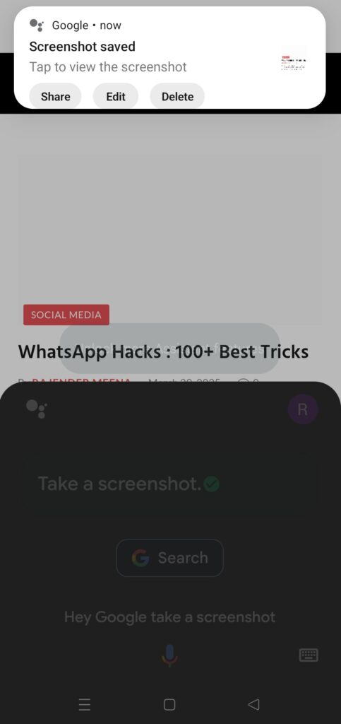 take screenshot using google assistant