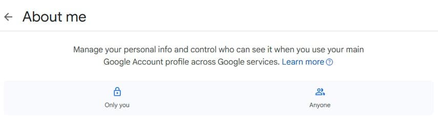 google profile visibility