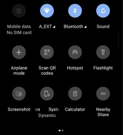 quick settings screenshot