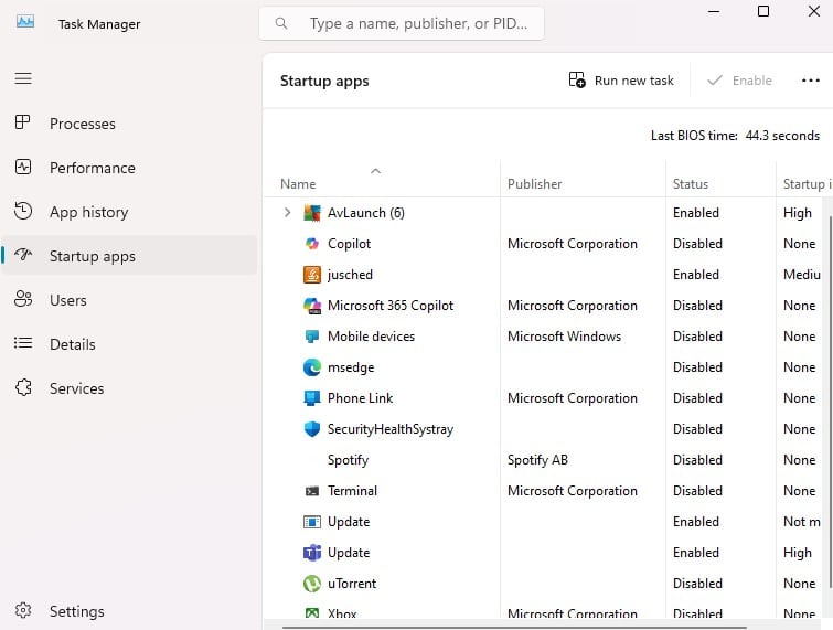 startup application windows 11
