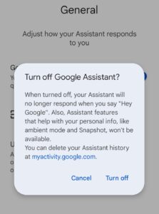 turn off google assistant