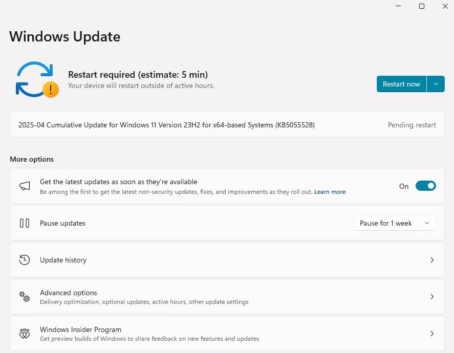 windows cumulative update