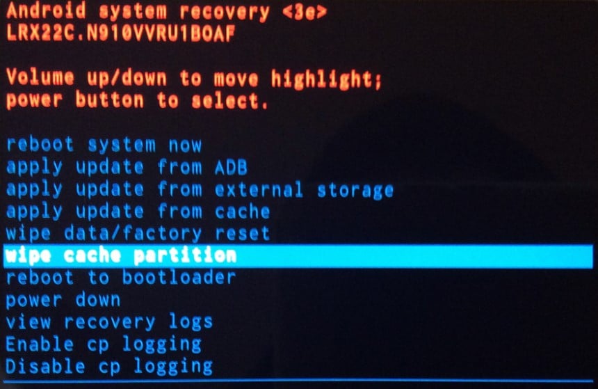 wipe cache partition