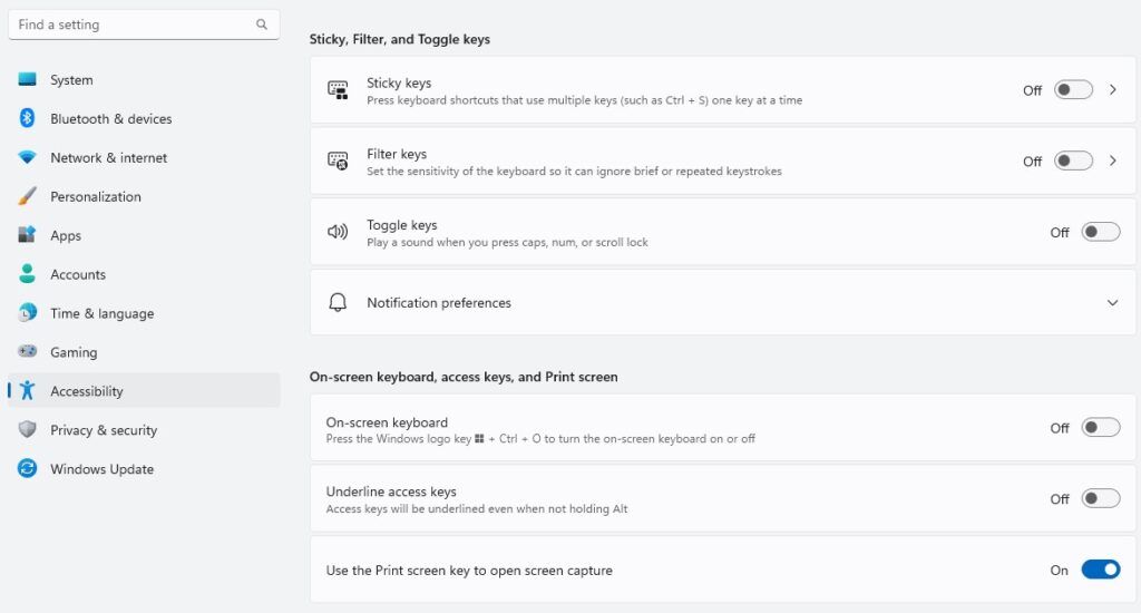 turn off sticky keys
